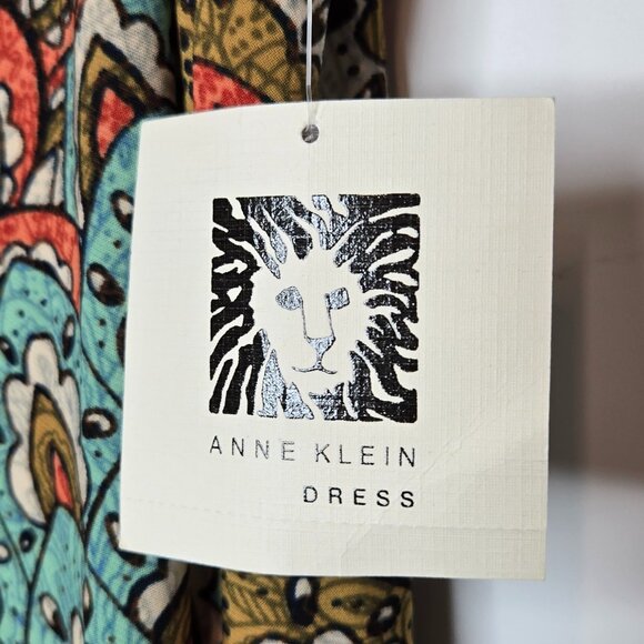 NWT Anne Klein Russet Midi Shift Dress Women's Sleeveless Lined V Neck Autumn 12 - Picture 5 of 6